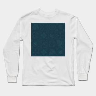 Elegant Blue Talavera Tile Pattern by Akbaly Long Sleeve T-Shirt